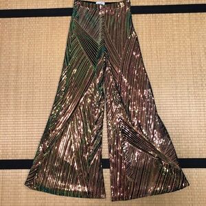 Sequin ‘Peacock’ Rainbow Flare Pants
